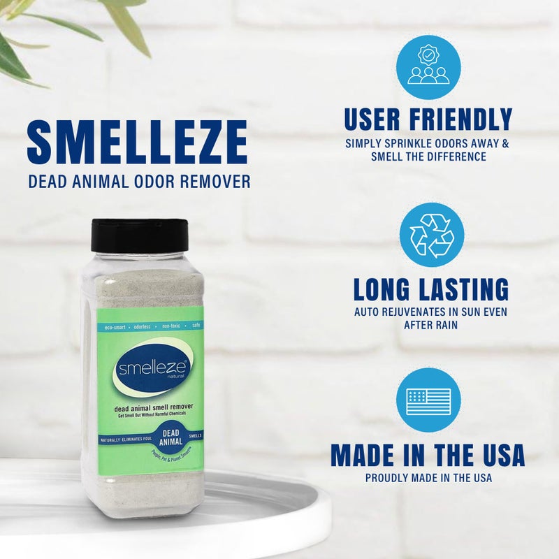 SMELLEZE Natural Dead Animal Odor Removal 2 lbs Powder: Eliminate Dead Rat, Mice, Squirrel, Chipmunk, Raccoon & Bat Smell. Safe for Indoor & Outdoor Use - Image 5